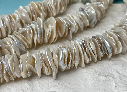 18-20 mm AA Natural White Keshi Freshwater Pearl Beads Center Drilled Cornflakes Disc Shape Genuine Natural White Keshi Pearls #1091