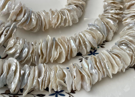 18-20 mm AA Natural White Keshi Freshwater Pearl Beads Center Drilled Cornflakes Disc Shape Genuine Natural White Keshi Pearls #1091