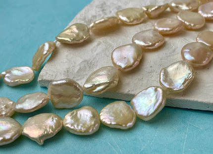 13-14x15-17mm AAAA Very Rare Natural.  Pale Pink Freshwater Keshi Pearl Genuine High Luster Keshi Flat Nugget Pearl 27 Pieces #P2655