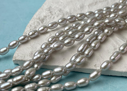 5x8-9 mm AAA Silver Gray Color Freshwater Pearls Long Rice/Oval Shape Pearl Beads Genuine High Quality Freshwater Pearls #P2658