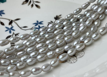 5x8-9 mm AAA Silver Gray Color Freshwater Pearls Long Rice/Oval Shape Pearl Beads Genuine High Quality Freshwater Pearls #P2658