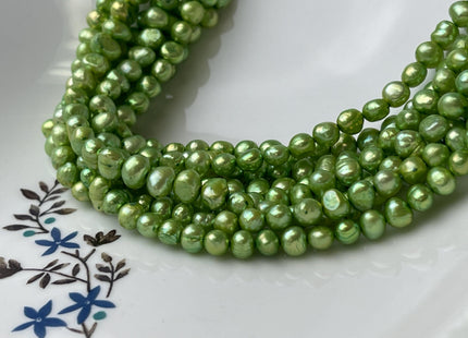 5-6 mm Lime Green Color Potato Nugget Freshwater Pearl Beads Genuine Small Tiny Pearl Nuggets #P2643