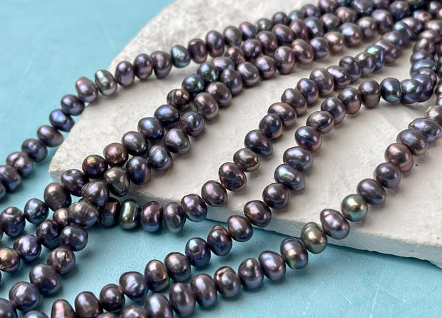5 mm Rainbow Peacock Color Freshwater Potato Pearl Beads Genuine Small Irregular Potato Pearl #P2662