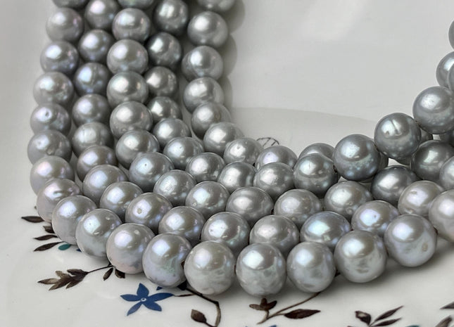 10mm AAA Large Hole Round Gray Color Freshwater Pearl Beads Hole Size 1.5 Genuine High Quality High Luster Pearls 40 Beads #P2663