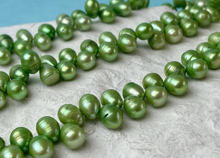 9x11-12 mm Top Drilled Rare Green Color Freshwater Pearl Beads Genuine Freshwater Top Drilled Pearls B Grade #P2664