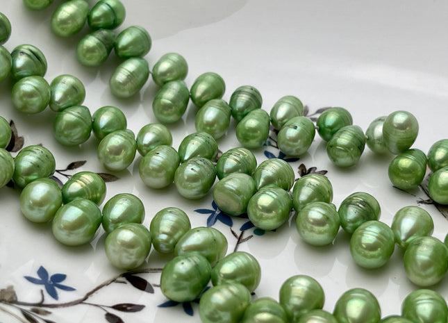 9x11-12 mm Top Drilled Rare Green Color Freshwater Pearl Beads Genuine Freshwater Top Drilled Pearls B Grade #P2664