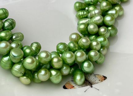 9x11-12 mm Top Drilled Rare Green Color Freshwater Pearl Beads Genuine Freshwater Top Drilled Pearls B Grade #P2664