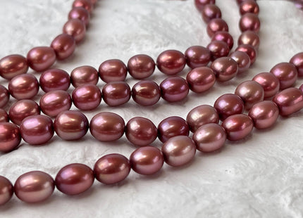 6-6.5x7-8 mm AAA Dark Dusty Rose Pink Rice/Oval Freshwater Pearl Beads Genuine High Luster Quality Freshwater Pearls #P2668