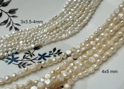 3x4 mm Natural White Potato Nugget Freshwater Seed Pearl Beads Genuine Freshwater Pearls Tiny White Nugget Cultured Seed Pearl Beads #270