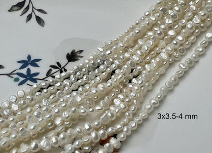 3x4 mm Natural White Potato Nugget Freshwater Seed Pearl Beads Genuine Freshwater Pearls Tiny White Nugget Cultured Seed Pearl Beads #270