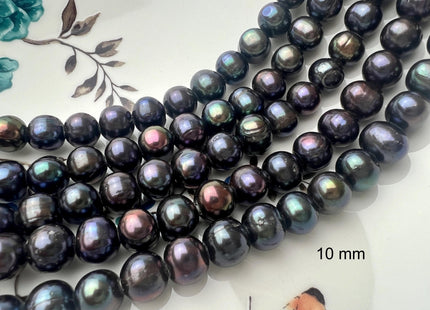 10-12 mm AA Half Strand Large Hole Peacock Color Freshwater Potato Pearl Beads Hole Size 2.2 mm Genuine Large Hole Peacock Pearls #1848