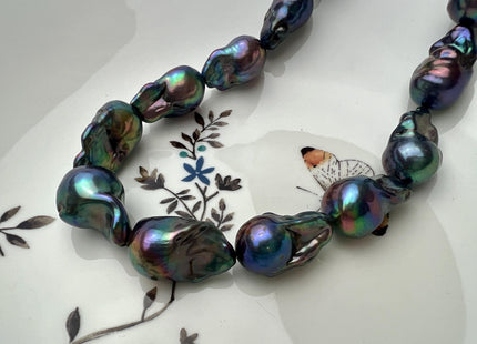 13-15x20-25 mm AAA Rainbow Peacock Color Large Baroque Freshwater Pearl Beads Genuine High Luster Baroque Pearls #P2671