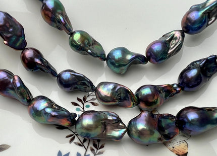 13-15x20-25 mm AAA Rainbow Peacock Color Large Baroque Freshwater Pearl Beads Genuine High Luster Baroque Pearls #P2671