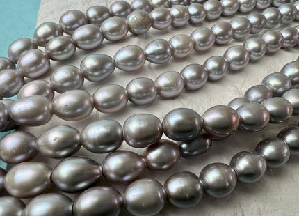 8x9-10 mm AAA Gray Color Rice/Oval Large Hole Freshwater Pearl Beads Hole Size 2.1 mm Genuine High Luster Rice Pearls #P2674
