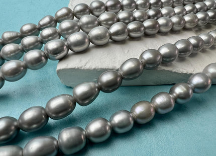 8x9-11 mm AAA Gray Color Rice/Oval Large Hole Freshwater Pearl Beads Hole Size 2.1 mm Genuine High Luster Rice Pearls #P2675