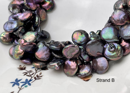 15 mm AA Rainbow Peacock Color Top Drilled Coin Freshwater Pearl Beads Genuine Cultured Coin Pearl #P2676