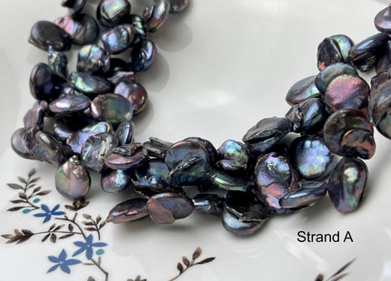 15 mm AA Rainbow Peacock Color Top Drilled Coin Freshwater Pearl Beads Genuine Cultured Coin Pearl #P2676