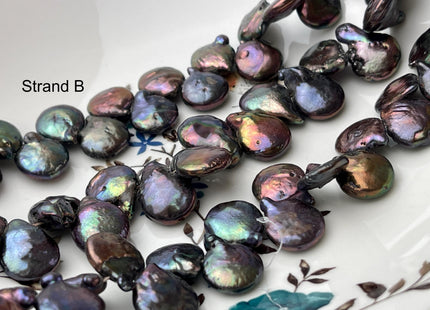 15 mm AA Rainbow Peacock Color Top Drilled Coin Freshwater Pearl Beads Genuine Cultured Coin Pearl #P2676