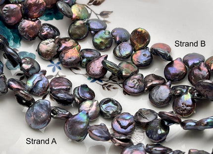 15 mm AA Rainbow Peacock Color Top Drilled Coin Freshwater Pearl Beads Genuine Cultured Coin Pearl #P2676