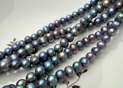 9-10 mm AA Half Strand Large Hole Potato Peacock Genuine Freshwater Pearl Beads Hole Size 2.1mm Peacock Pearl Beads #P2681