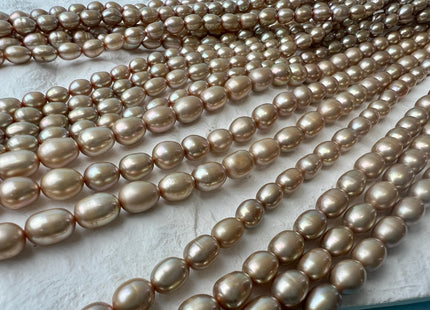 4x5-6 OR 5.5x7.5 mm AA Taupe Champagne Rice/ Oval Shape Freshwater Pearl Beads Genuine Freshwater Rice Pearls #P2677