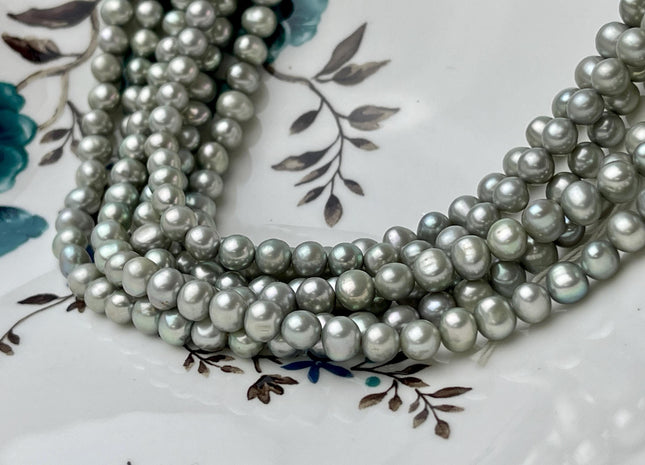 5-7 mm AA Gray W/Slightly Green Color Potato Freshwater Pearl Beads Genuine Nice Luster Freshwater Pearl #P2683