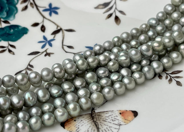 5-7 mm AA Gray W/Slightly Green Color Potato Freshwater Pearl Beads Genuine Nice Luster Freshwater Pearl #P2683