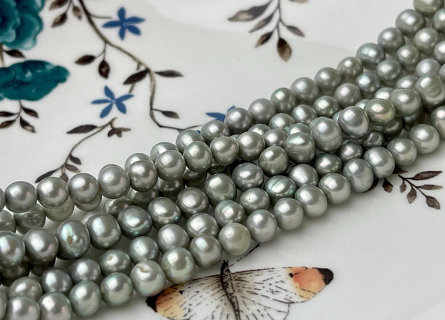 5-7 mm AA Gray W/Slightly Green Color Potato Freshwater Pearl Beads Genuine Nice Luster Freshwater Pearl #P2683