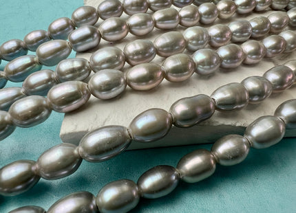8x9-12 mm AAA Gray Color Rice/Oval Large Hole Freshwater Pearl Beads Hole Size 2.1 mm Genuine High Pink Luster Rice Pearls #P2684