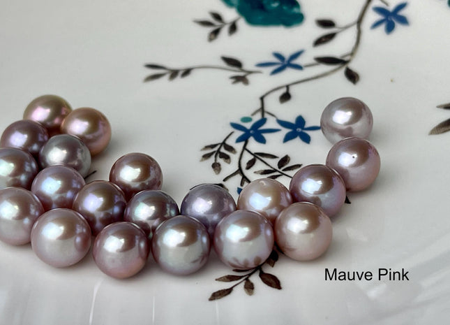 ONE Piece AAA 9 mm Top Quality High Luster Round Undrilled Freshwater Pearl Genuine Natural White Mauve Pink Pearls #P2700