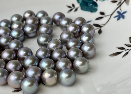 ONE Piece AAA 9 mm Top Quality High Luster Round Undrilled Freshwater Pearl Genuine Gray/Peacock Round Pearl #P2700