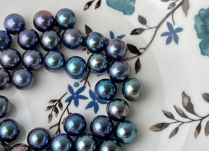 ONE Piece AAA 9 mm Top Quality High Luster Round Undrilled Freshwater Pearl Genuine Gray/Peacock Round Pearl #P2700