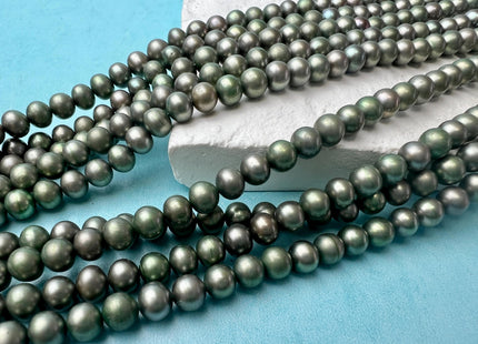 5-5.5 mm AA Dark Green With Slight Gray Color Round/Potato Freshwater Pearl Beads Genuine Round Peaarl #P2686