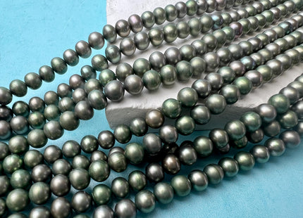 5-5.5 mm AA Dark Green With Slight Gray Color Round/Potato Freshwater Pearl Beads Genuine Round Peaarl #P2686