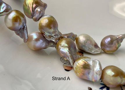One-Of-A-Kind 17x32-21x37 mm AAA Very Rare HUGE Baroque Freshwater Pearl Beads Genuine Natural Mauve Pink Freshwater Baroque Pearls #1666