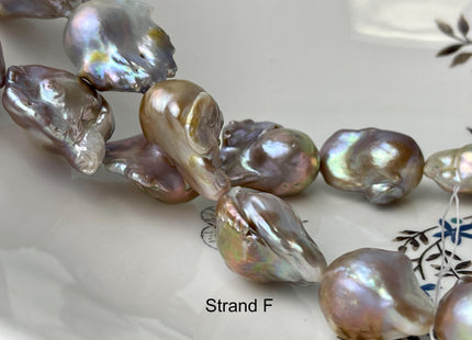 One-Of-A-Kind 17x32-21x37 mm AAA Very Rare HUGE Baroque Freshwater Pearl Beads Genuine Natural Mauve Pink Freshwater Baroque Pearls #1666