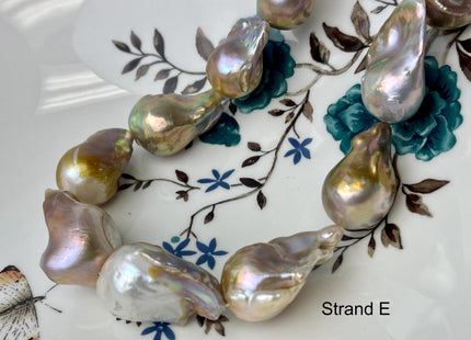 One-Of-A-Kind 17x32-21x37 mm AAA Very Rare HUGE Baroque Freshwater Pearl Beads Genuine Natural Mauve Pink Freshwater Baroque Pearls #1666