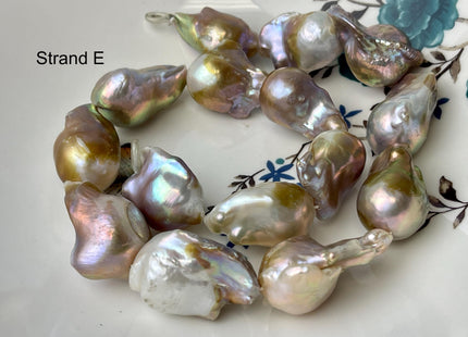 One-Of-A-Kind 17x32-21x37 mm AAA Very Rare HUGE Baroque Freshwater Pearl Beads Genuine Natural Mauve Pink Freshwater Baroque Pearls #1666