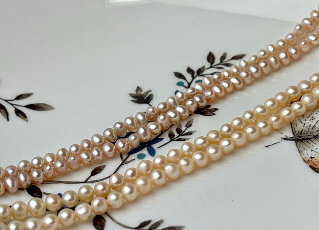 3-4 mm AA Natural Pink Tiny Freshwater Potato Pearls Genuine Freshwater Seed Soft Pink Color Pearl Beads #P2695