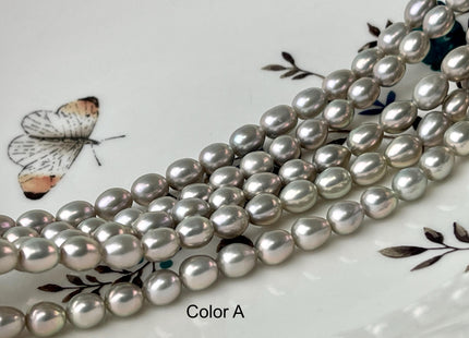 5.5-6x7-9 mm AAAA Gray Color Freshwater Pearls Rice/Oval Shape Pearl Beads Genuine Super High Luster Freshwater Pearls #P2702