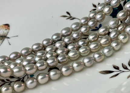 5.5-6x7-9 mm AAAA Gray Color Freshwater Pearls Rice/Oval Shape Pearl Beads Genuine Super High Luster Freshwater Pearls #P2702