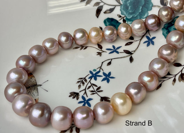 10-14 mm AAA Rare Mixed Natural Mauve Pink Baroque Edison Pearl Genuine High Luster Round Edison Pearl #P2706