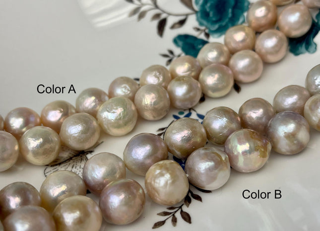 10-14 mm Rare Mixed Natural Pink Baroque Edison Pearl Genuine Pink Round Edison Pearl #P2708