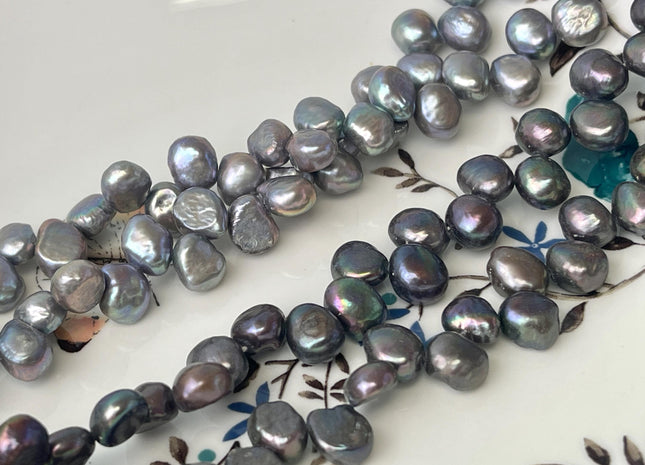 7x9 mm Gray Or Peacock Color Top Drilled Freshwater Nugget Pearls Genuine Nugget Pearls #P2709