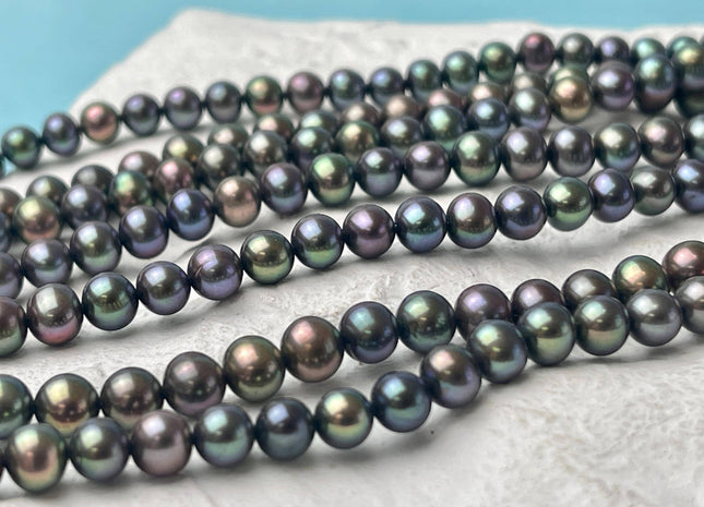 6.5-7 mm AAA Peacock Potato Freshwater Pearls Beads Genuine High Luster Peacock Freshwater Pearls #1467