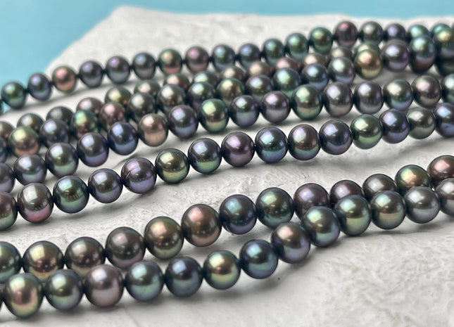 6.5-7 mm AAA Peacock Potato Freshwater Pearls Beads Genuine High Luster Peacock Freshwater Pearls #1467