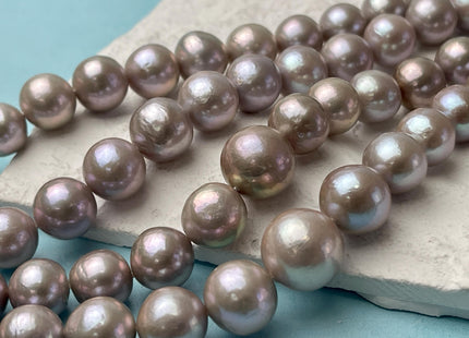 11-15 mm AAAA Rare Natural Mauve Pink W/ Gray Sheen Baroque Edison Pearl Genuine High Luster Round Edison Pearl #P2710