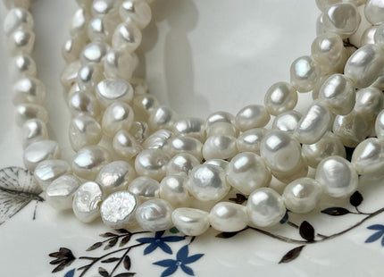 9-10 mm AA Large Hole Freshwater Pearl Potato Nugget Hole Size 2.1 mm Genuine Natural White Large Hole Pearls #P2714