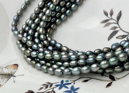 4.5x5 mm AAA Tiny Grayish Olive Green Color Rice/Oval Freshwater Pearl BeadsGenuine Smooth And Shiny Freshwater Pearl Tiny Seed Bead #P2715