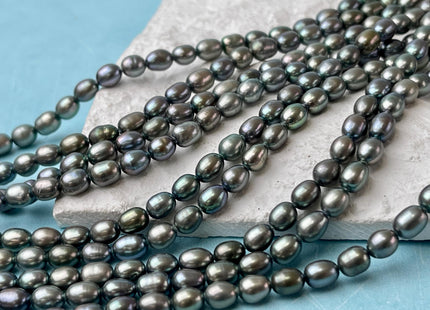 4.5x5 mm AAA Tiny Grayish Olive Green Color Rice/Oval Freshwater Pearl BeadsGenuine Smooth And Shiny Freshwater Pearl Tiny Seed Bead #P2715